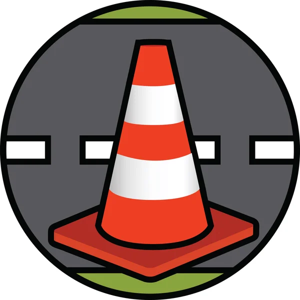 Vlakke Traffic Cone Pictogram Vector — Stockfoto