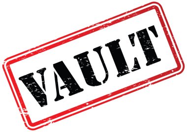 Beyaz üzerinde Vault kauçuk damga