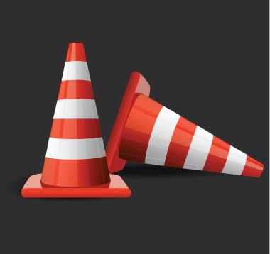 trafik konileri üzerinde beyaz izole 