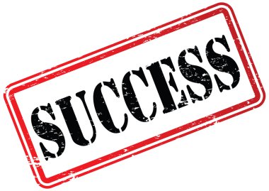 Beyaz üzerinde başarı kauçuk damga