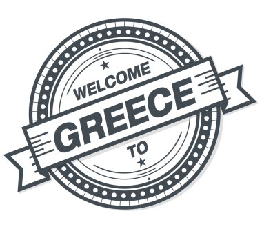 Beyaz arka planda Yunanistan grunge rozeti hoş geldiniz