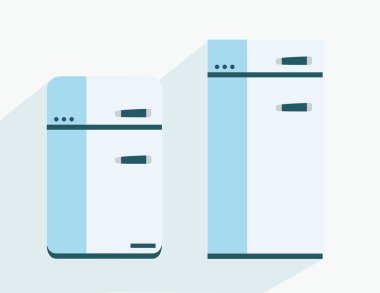 Beyaz izole daire basit buzdolabı simgeler