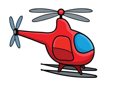 Beyaz arka plan üzerinde helikopter illüstrasyon izole karikatür;