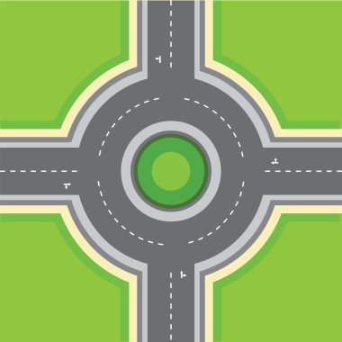 Vektör: Üstten görünüm Roundabout