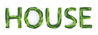 ev yeşil yazı, beyaz arka plan üzerinde illüstrasyon