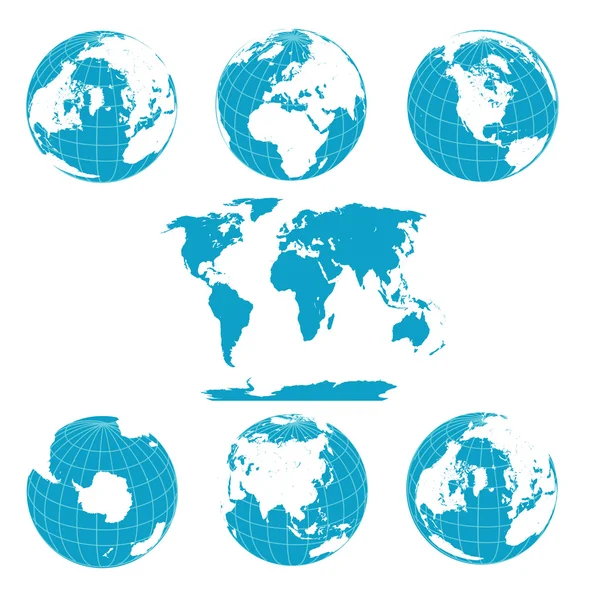 Blue Earth Globes Isolated White — Stock Photo, Image