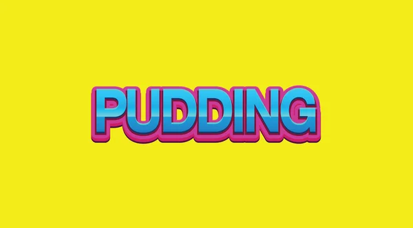 Pudding Kolorowe Słowo Jasnym Żółtym Tle — Zdjęcie stockowe