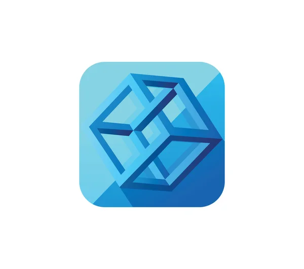 Illusion Cube Icon White — Stock Photo, Image