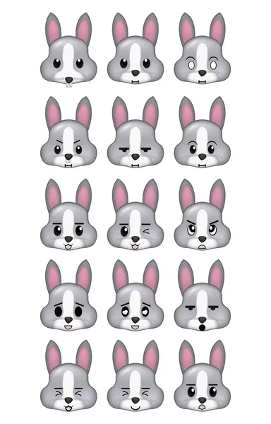 Rabbit Emoticons Set Different Expressions — Stock Photo, Image