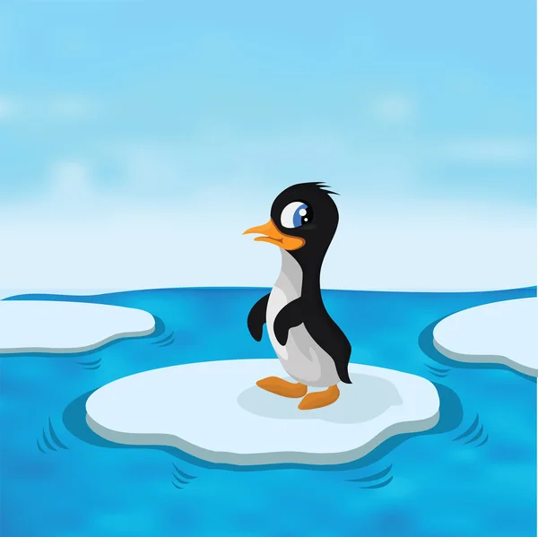 Pinguim Flutuando Ilustração Gelo — Fotografia de Stock