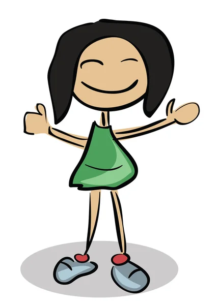 Happy Brunette Little Girl Vector — Stock Photo, Image