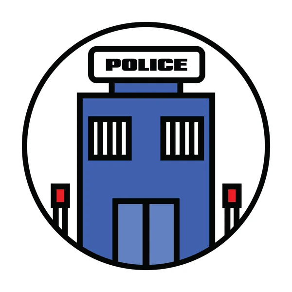 Flat Police Station Icon Vector — Stock Photo, Image