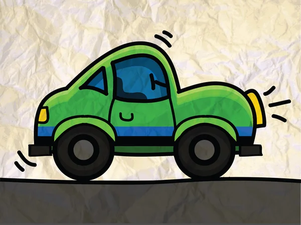 Ilustración Dibujos Animados Coche Verde Carretera — Foto de Stock