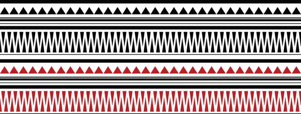 Red and Black Maori - Polynesian Bracelete Tatto Pattern on White Background