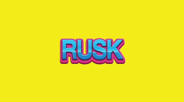 Rusk Palavra Colorida Fundo Amarelo Brilhante — Fotografia de Stock