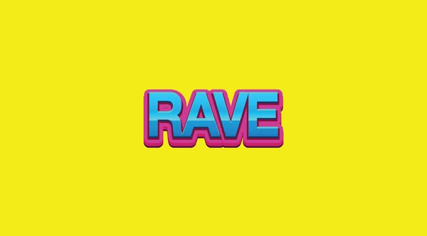 Rave Palavra Colorida Fundo Amarelo Brilhante — Fotografia de Stock