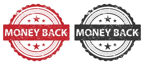 Money Back Grunge Stamp Red Black Isolated White — Stock Photo, Image