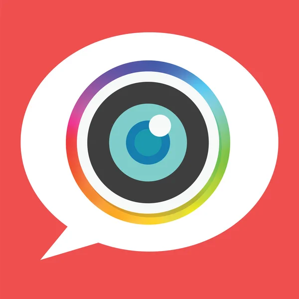 Rainbow Flat Camera Lens Icon Bubble Speech Background Mobile Apps — Stock Photo, Image