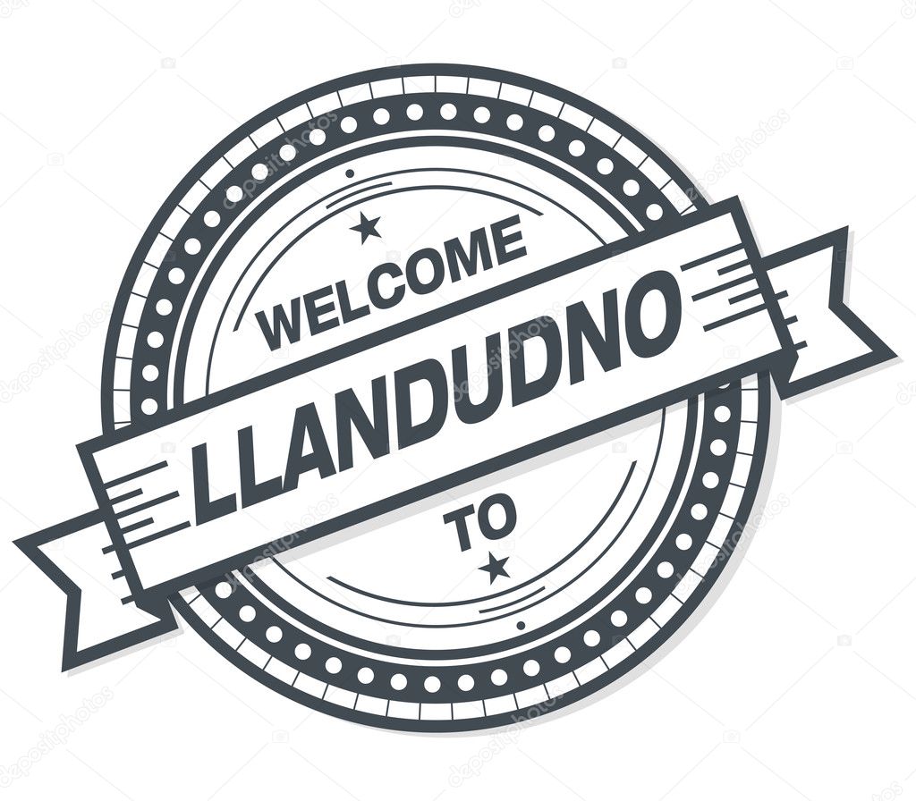 welcome to llandudno grunge badge on white background