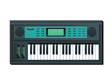 Beyaz arka planda sentetik piyano