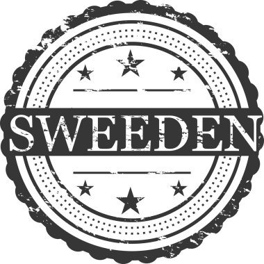 Beyaz arka planda İsveç grunge rozeti