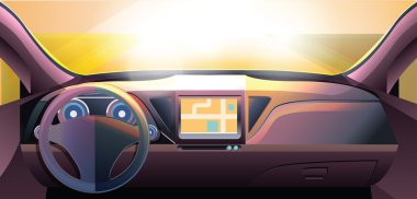 Pano - araba iç, parlak renkli gradyan ile yapılan