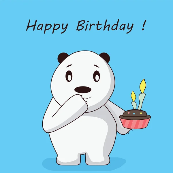 Feliz Aniversário Urso Polar Cartoon — Fotografia de Stock