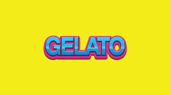 Gelato Palavra Colorida Sobre Fundo Amarelo Brilhante — Fotografia de Stock