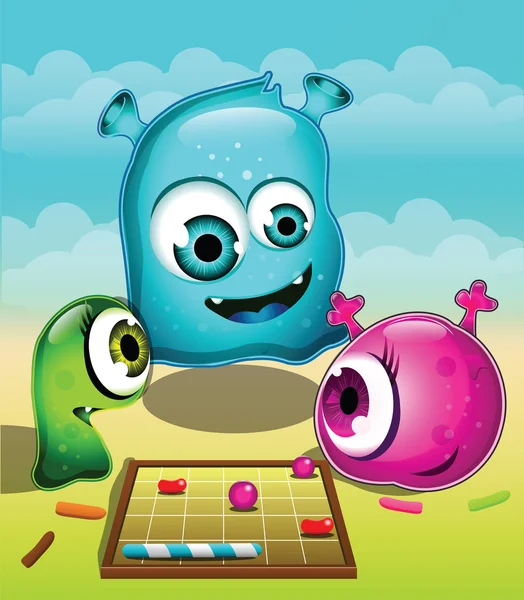 Abstract Illustration Monsters Playing Game — Stock Photo, Image