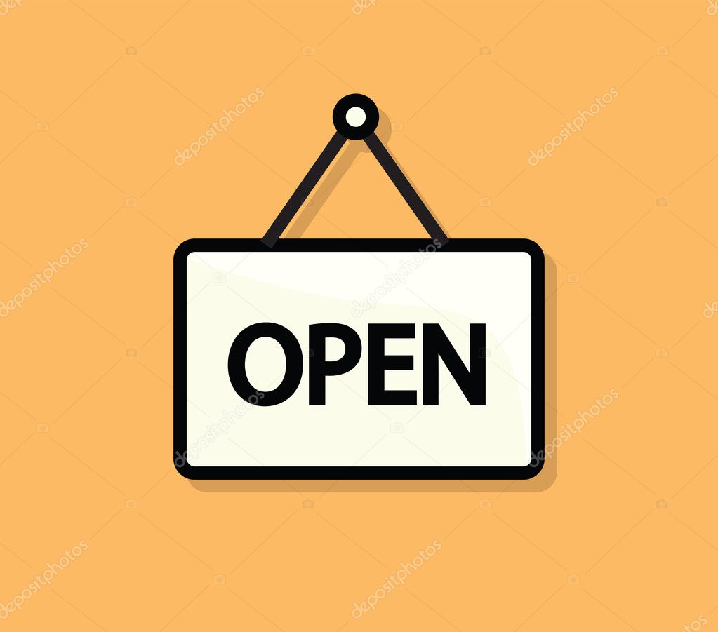 Open Door Flat Sign - Symbol - Web Element
