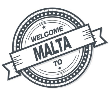 Beyaz arka planda Malta grunge rozeti hoş geldiniz