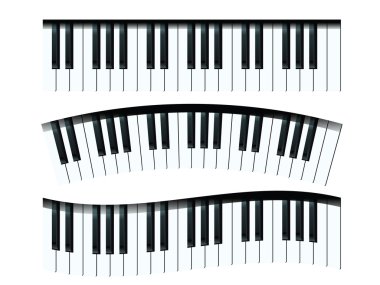 piyano klavye seti, beyaz arka plan üzerinde illüstrasyon