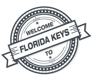 Beyaz arka planda Florida Keys grunge rozeti hoş geldiniz