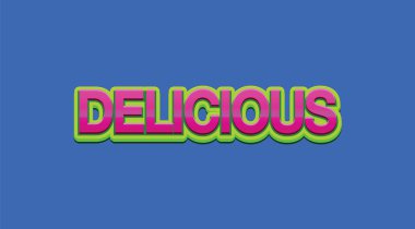 mavi arka planda lezzetli renkli kelime