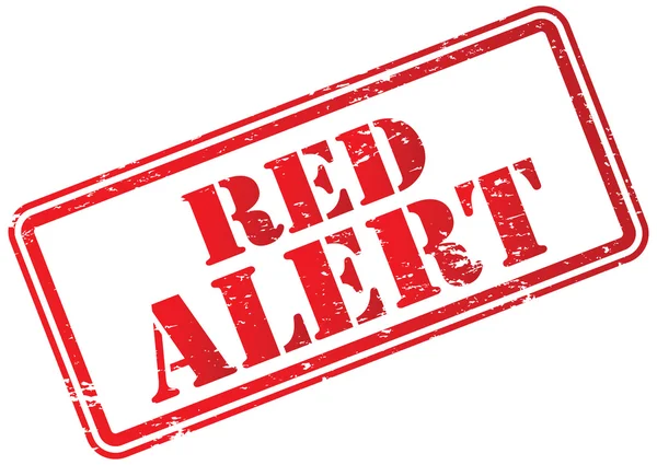 Kırmızı Uyarı Kauçuk Damga Beyaz — Stok fotoğraf
