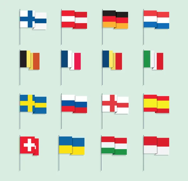Sada Plochých Styl Evropské Vlajky — Stock fotografie