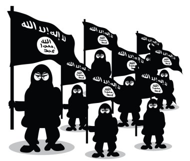 Isis terör örgütü çizgi film illüstrasyon