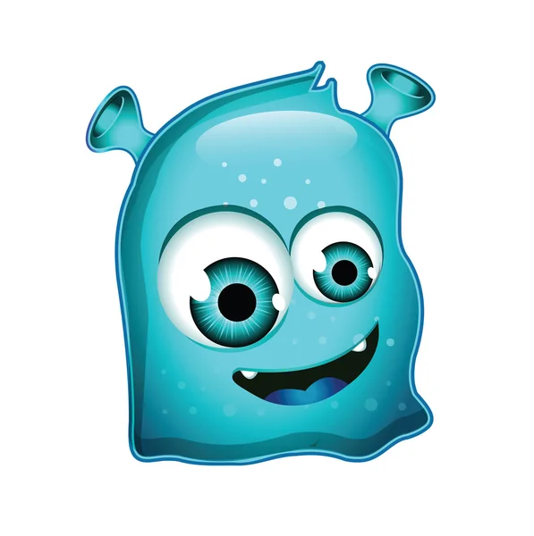 Blauw Glimmend Jelly Monster Geïsoleerd Wit — Stockfoto