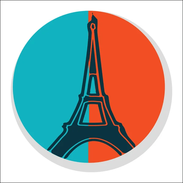 Platt Eiffeltornet ikon - klistermärke — Stockfoto