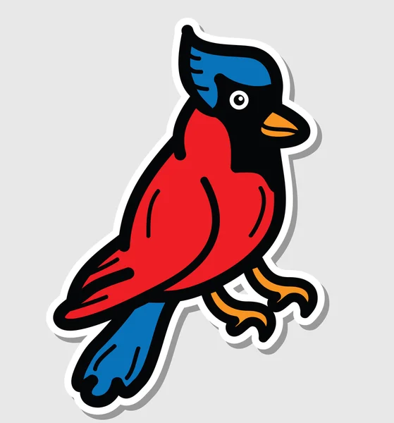 Red Bird Flat Sticker — Stock Photo, Image