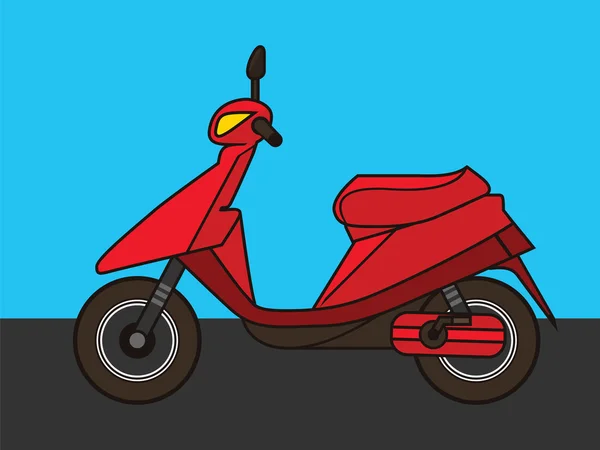 フラット漫画赤いスクーター — ストック写真
