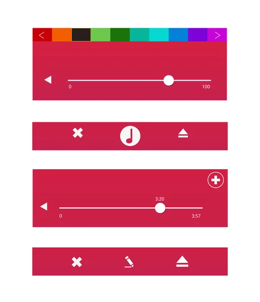 Кнопки, Панели инструментов, Слайдеры — стоковый вектор
