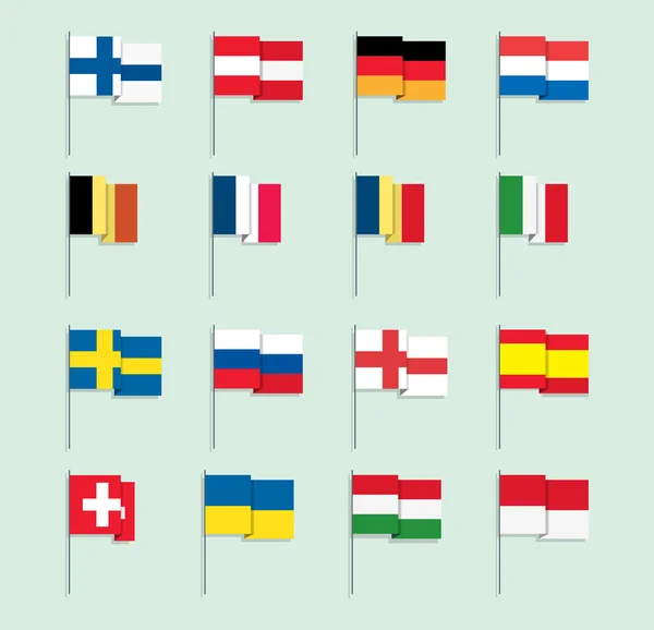 European Flat Flags — Stock Vector