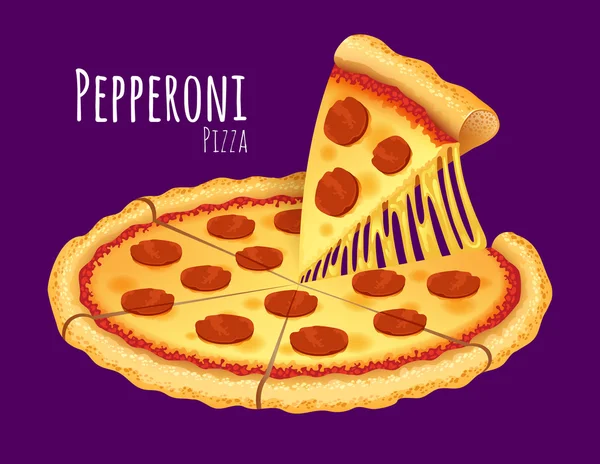 Biberli Pizza. Vektör çizim