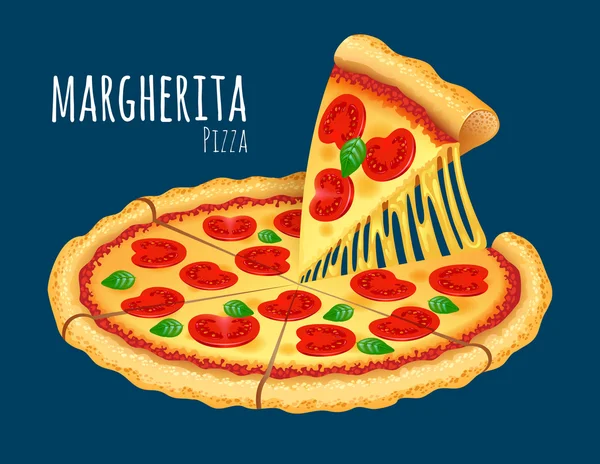 Pizza Margherita ilustrace — Stockový vektor
