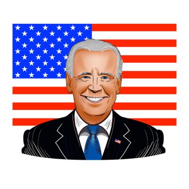 15 Kasım 2020: ABD Başkanı Joseph Robinette Biden, Jr. 'ın vektör illüstrasyonu