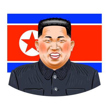 25 Aralık 2020: DPRK Devlet Konseyi Başkanı Kim Chen In 'in vektör illüstrasyonu