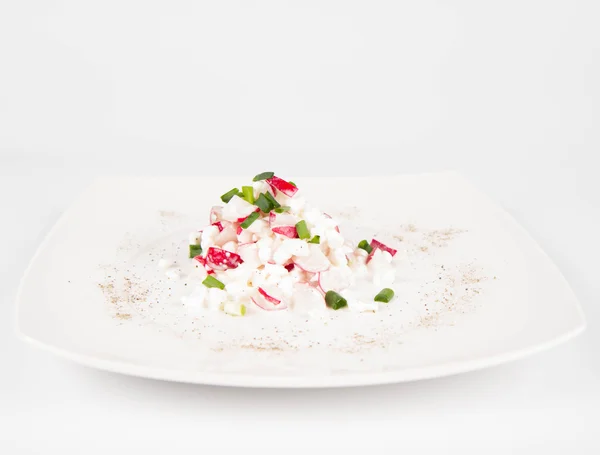 Cottage cheese with radish — Stock Photo, Image