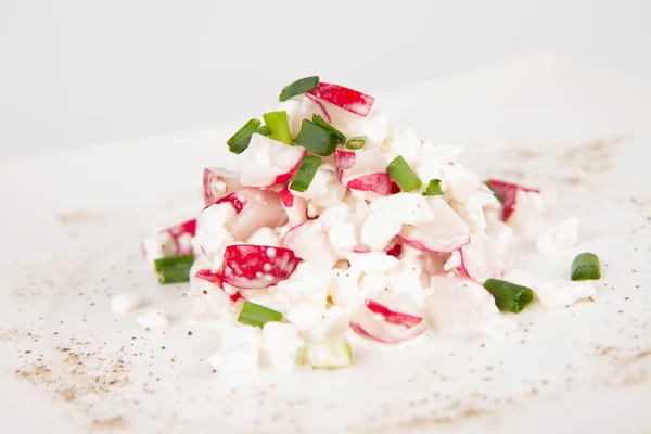 Cottage cheese with radish — Stock Photo, Image