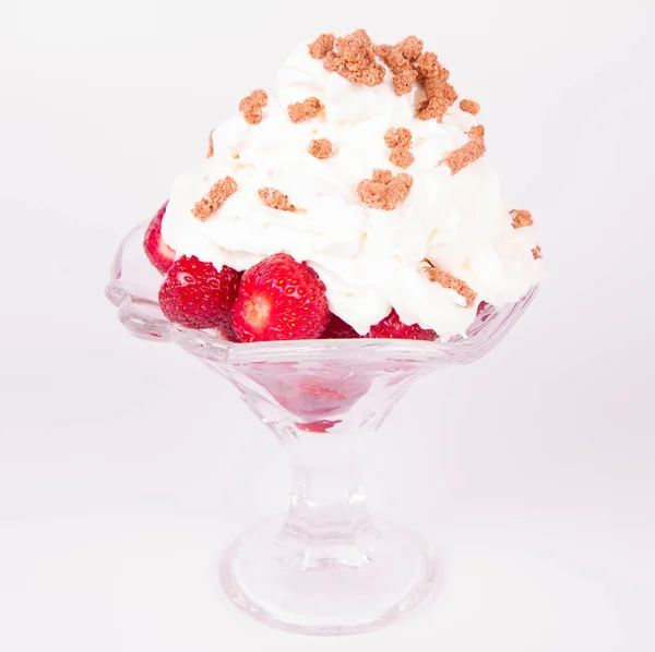 Fragole Con Panna Montata Muesli — Foto Stock